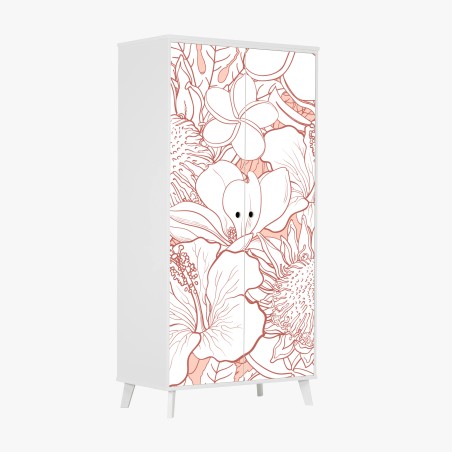 Wardrobe sticker delicate coral floral pattern • Wallissimo®