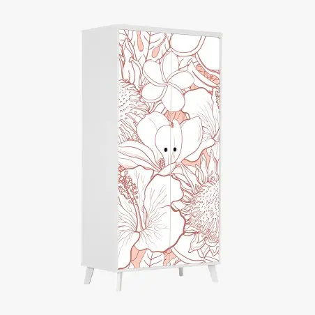 Wardrobe sticker delicate coral floral pattern • Wallissimo®