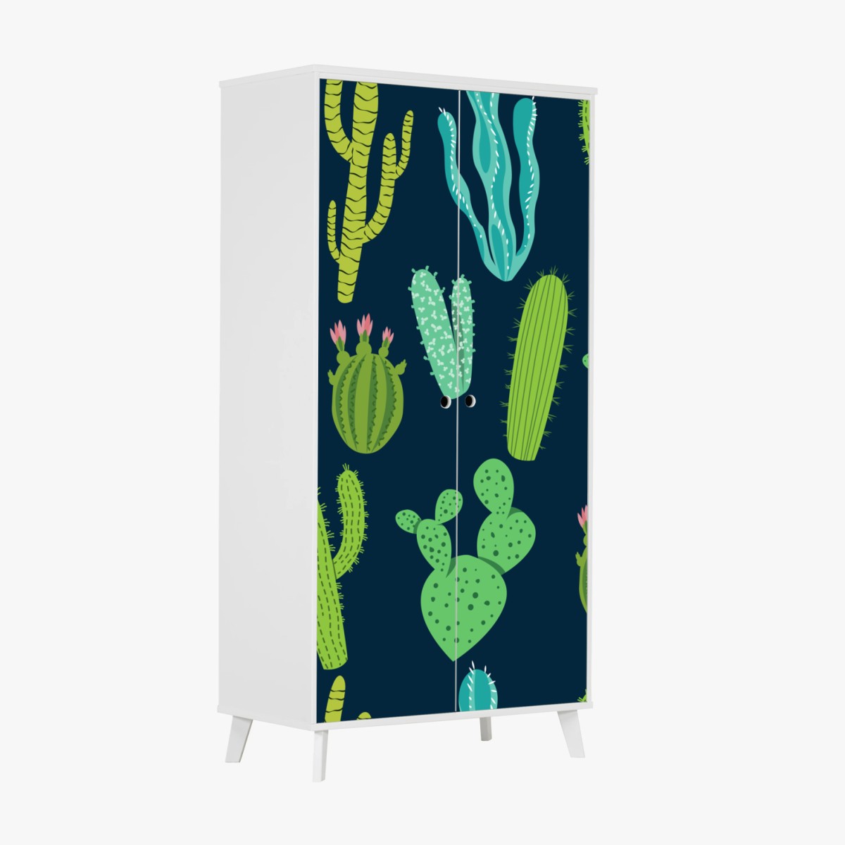 Wardrobe sticker green cactus and succulent pattern • Wallissimo® Wardrobe sticker green cactus and succulent pattern • Wallissimo®