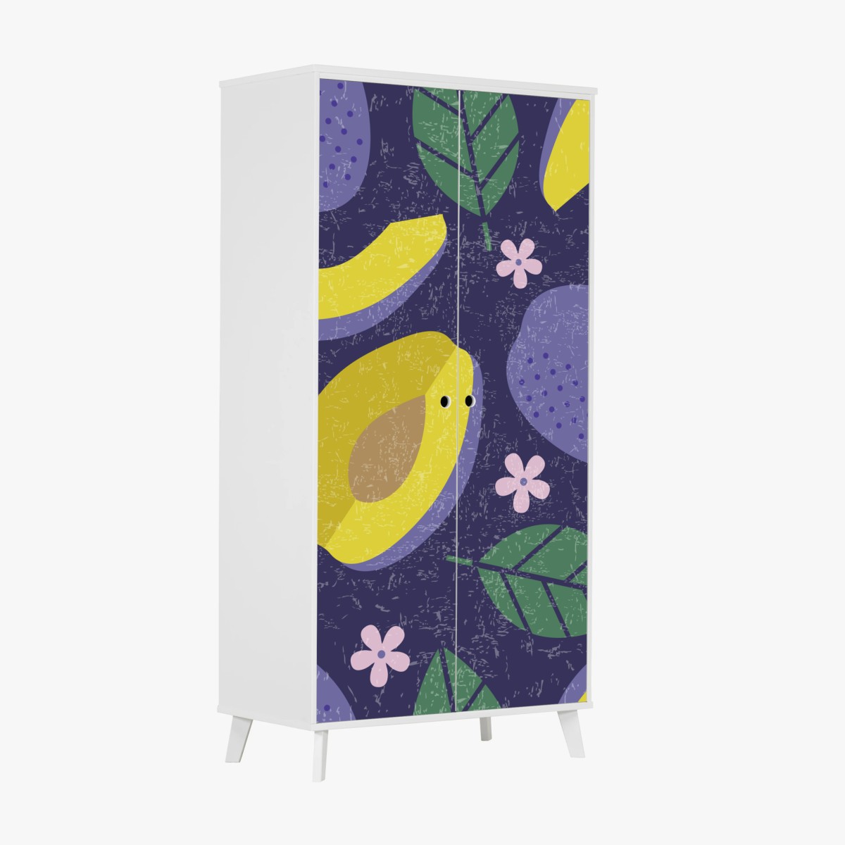 Wardrobe sticker playful plum and leaf pattern • Wallissimo® Wardrobe sticker playful plum and leaf pattern • Wallissimo®