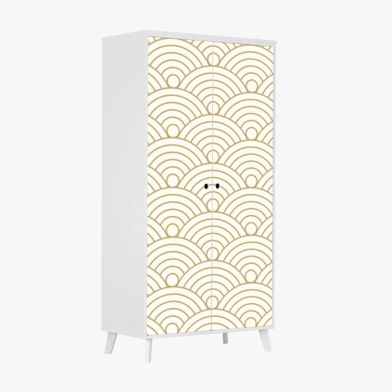 Wardrobe sticker gold seigaiha wave pattern