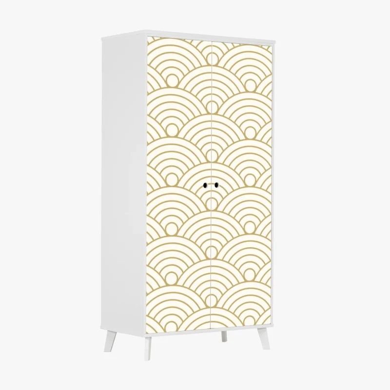 Wardrobe sticker gold seigaiha wave pattern