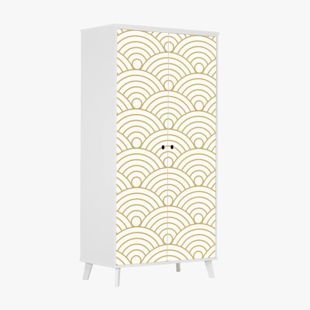 Wardrobe sticker gold seigaiha wave pattern • Wallissimo®