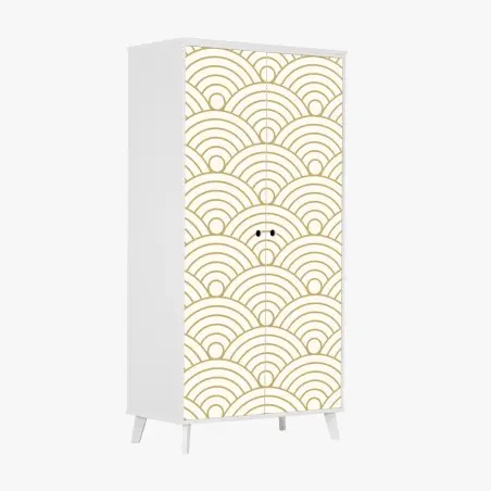 Wardrobe sticker gold seigaiha wave pattern • Wallissimo®