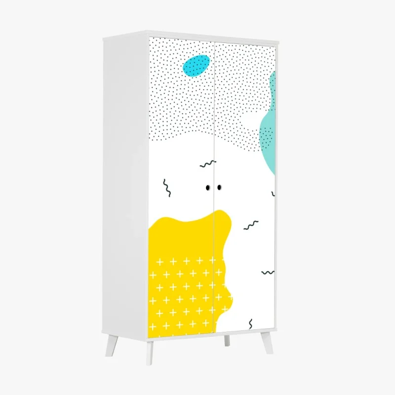 Wardrobe sticker playful abstract shapes in vibrant colors