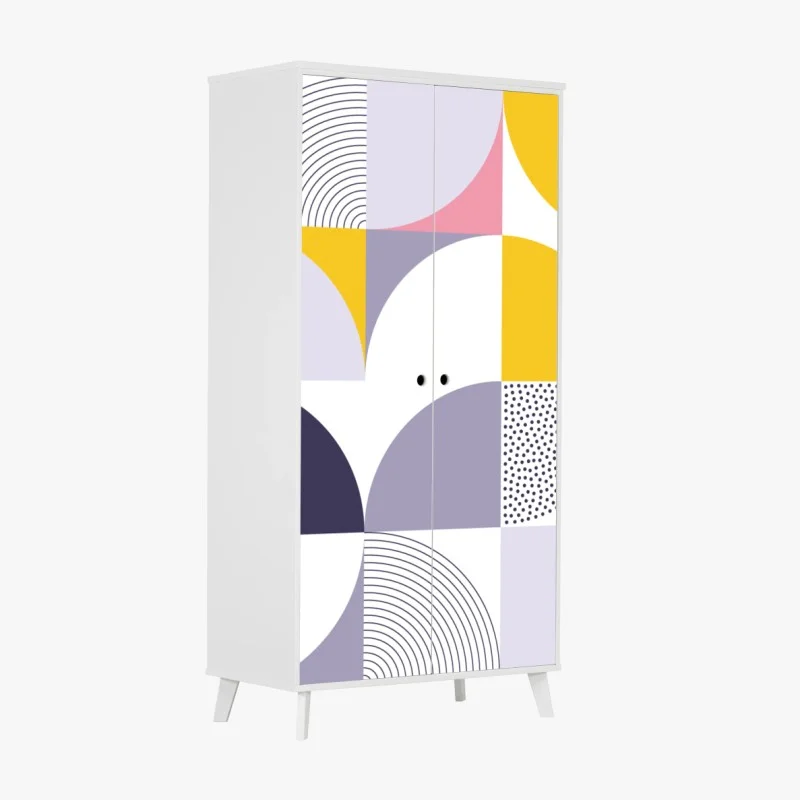 Wardrobe sticker pastel geometric pattern with semicircles