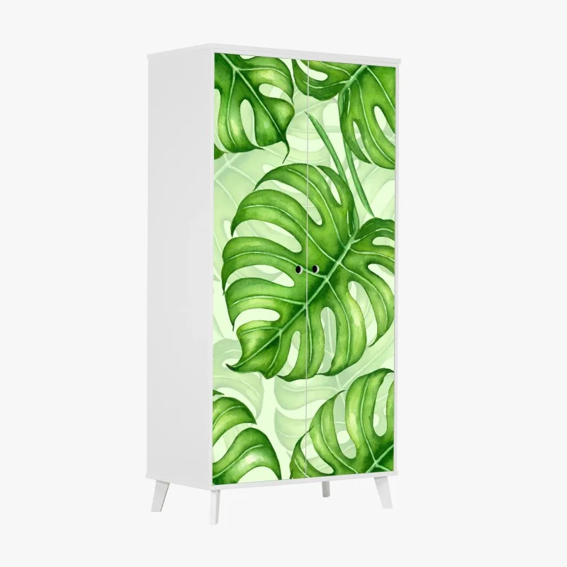 Wardrobe sticker watercolor monstera leaf pattern ⁕ Wallissimo®