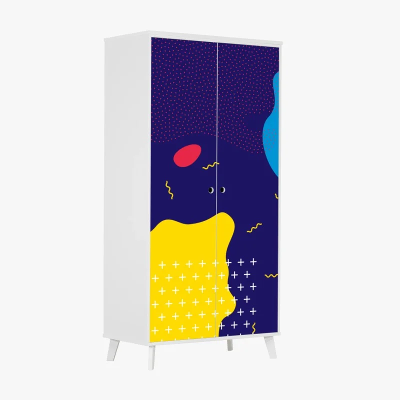 Wardrobe sticker vibrant abstract shapes pattern