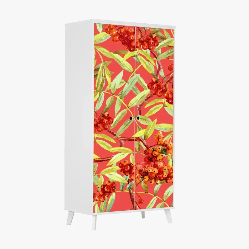 Wardrobe sticker watercolor rowan berries pattern