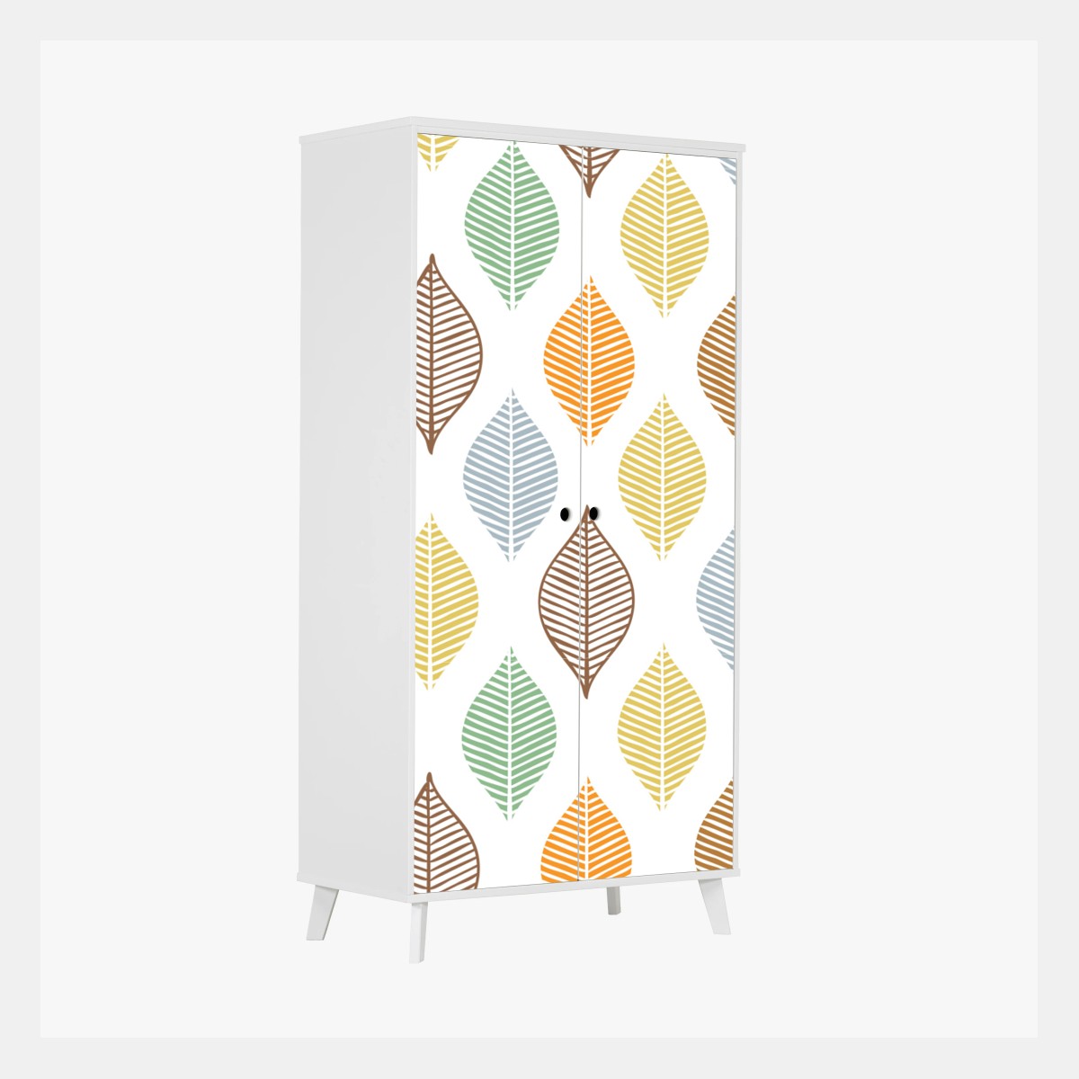 Wardrobe sticker pastel leaf pattern wall art • Wallissimo® Wardrobe sticker pastel leaf pattern wall art • Wallissimo®