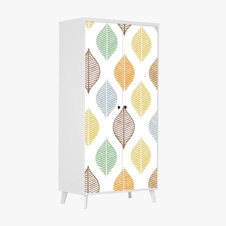Wardrobe sticker pastel leaf pattern wall art • Wallissimo®