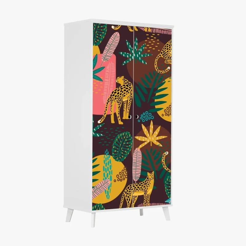 Wardrobe sticker tropical leopard jungle pattern
