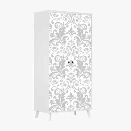 Wardrobe sticker elegant gray damask pattern • Wallissimo®