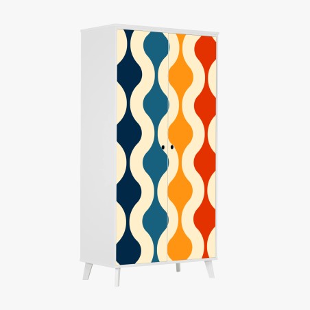 Wardrobe sticker retro wavy mid-century pattern • Wallissimo®