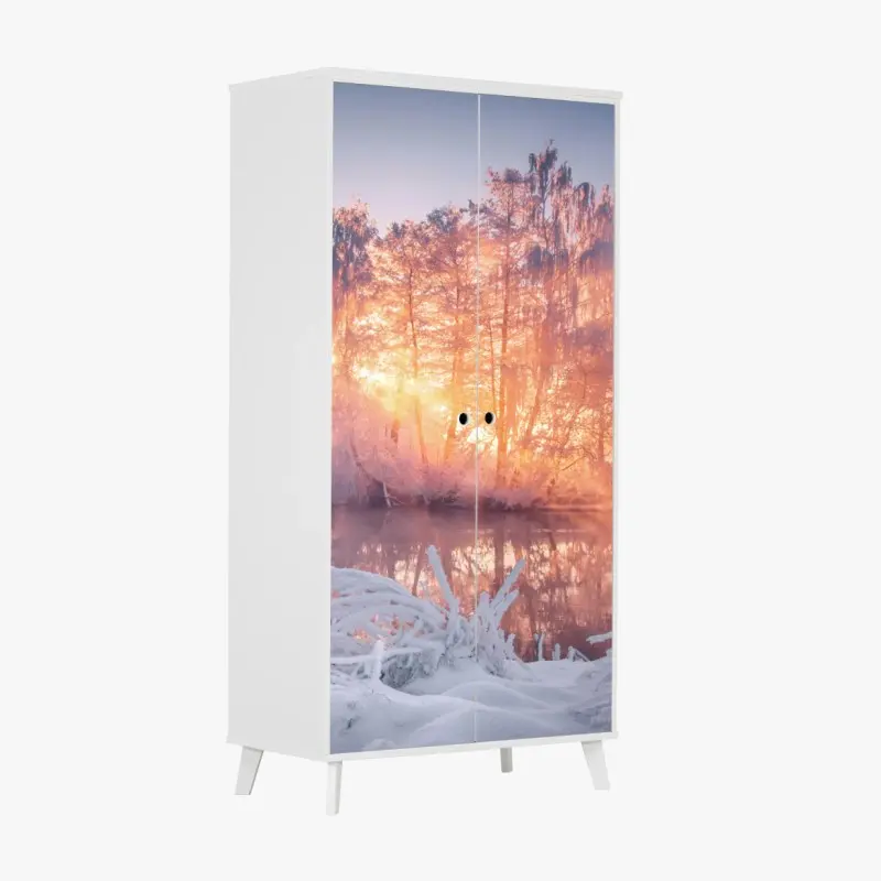 Wardrobe sticker winter sunrise over frozen river ⁕ Wallissimo®