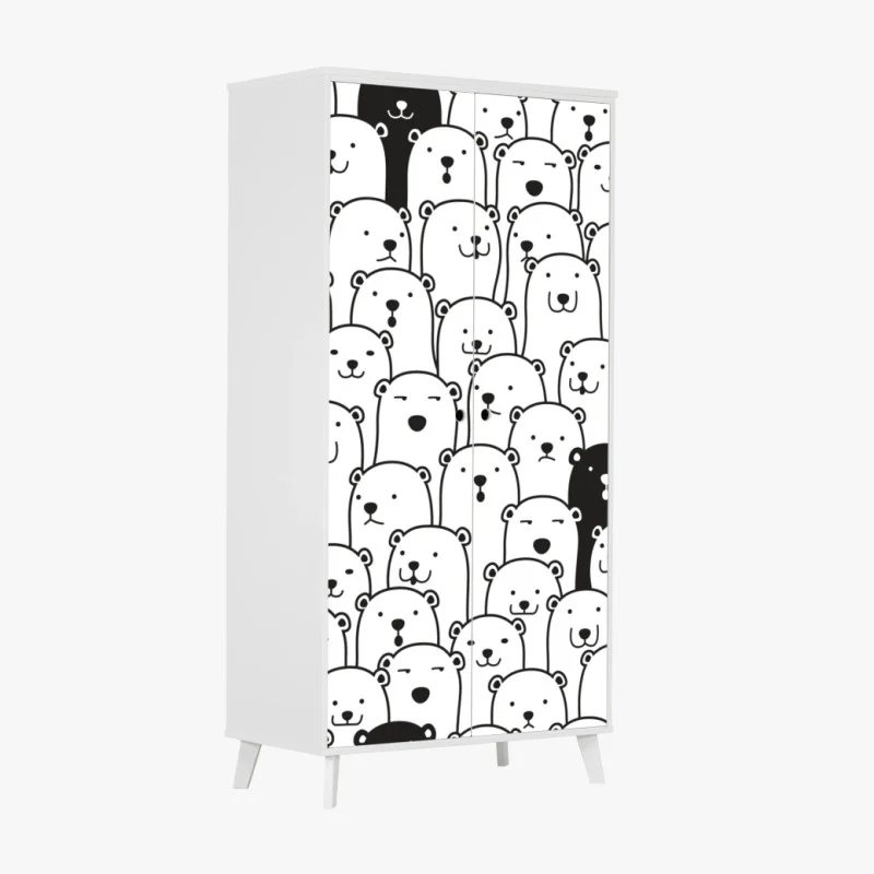 Wardrobe sticker adorable bear crowd pattern
