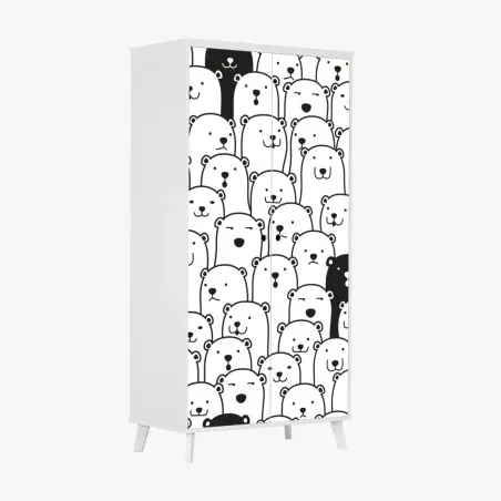 Wardrobe sticker adorable bear crowd pattern • Wallissimo®