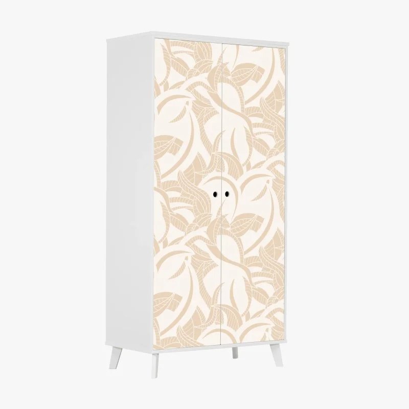 Wardrobe sticker beige botanical leaf pattern