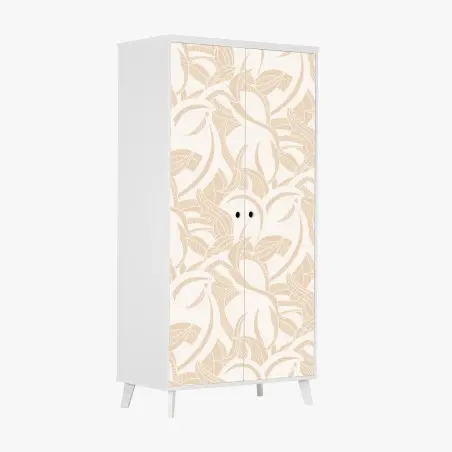 Wardrobe sticker beige botanical leaf pattern • Wallissimo®