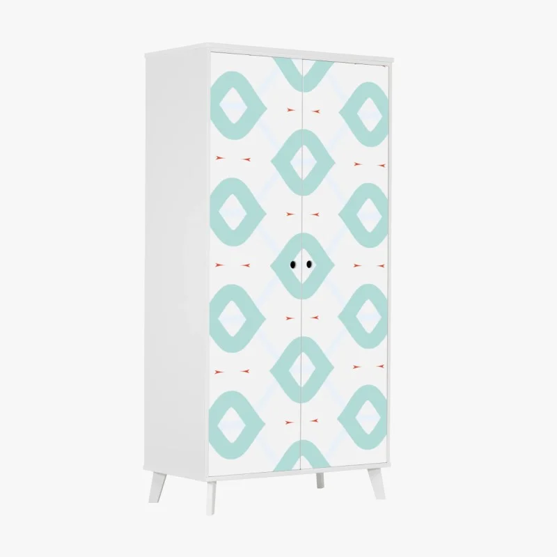 Wardrobe sticker turquoise geometric diamond pattern