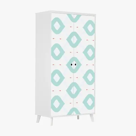 Wardrobe sticker turquoise geometric diamond pattern • Wallissimo®