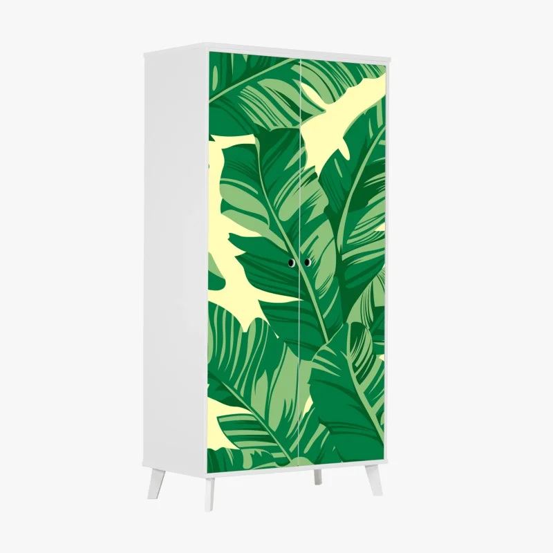 Wardrobe sticker tropical banana leaves pattern