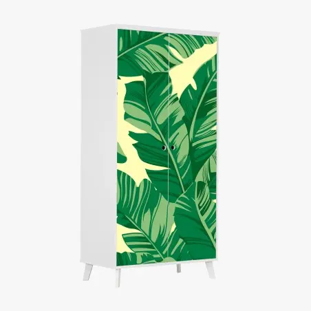 Wardrobe sticker tropical banana leaves pattern • Wallissimo®