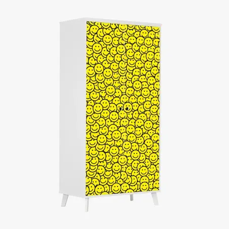 Wardrobe sticker cheerful smiley faces pattern • Wallissimo®