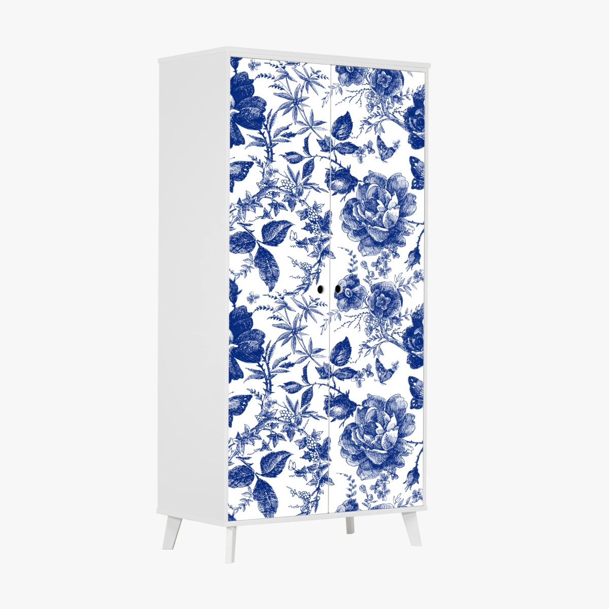 Wardrobe sticker blue floral toile pattern • Wallissimo®