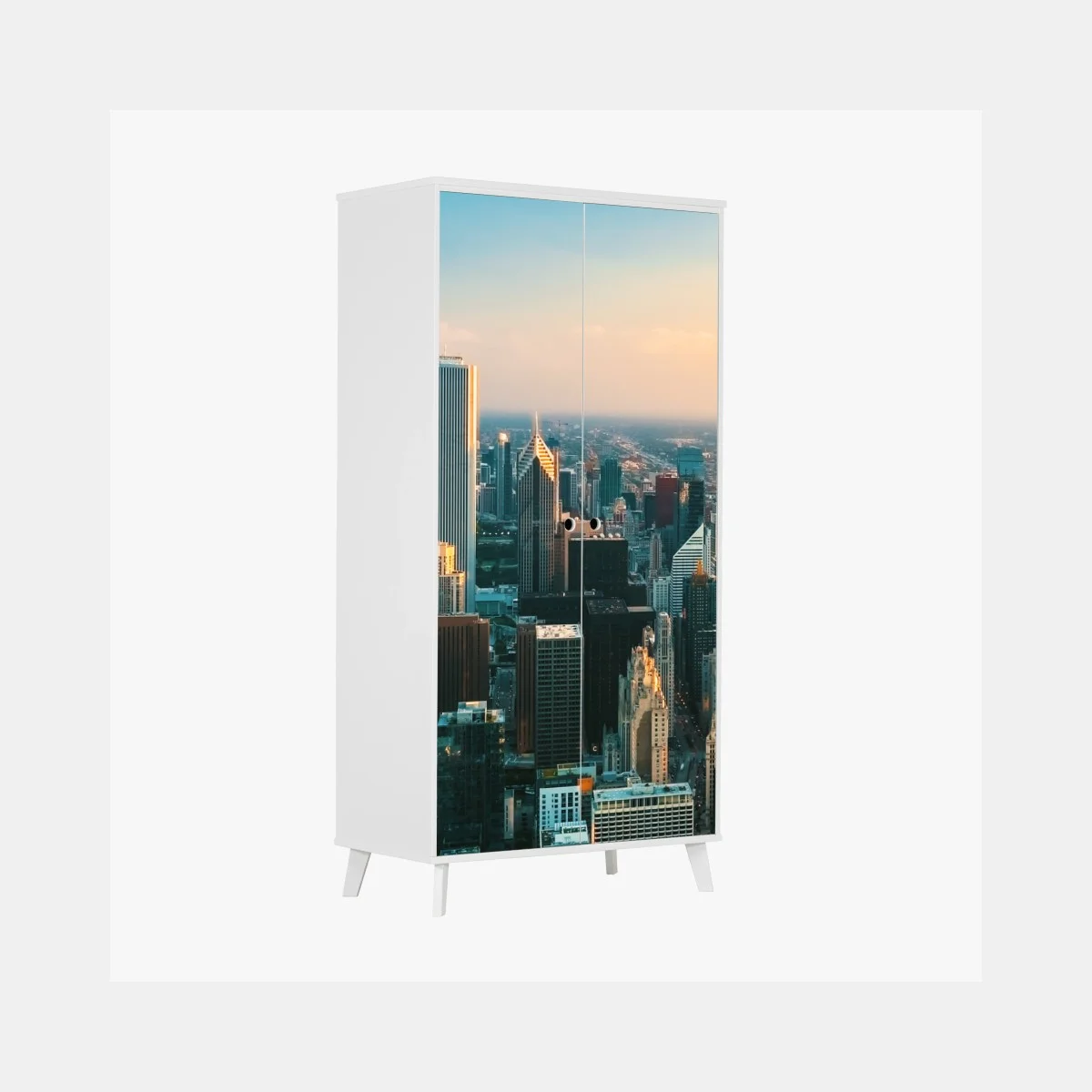 Wardrobe sticker Chicago skyline at sunset • Wallissimo® Wardrobe sticker Chicago skyline at sunset • Wallissimo®