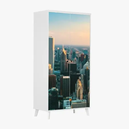 Wardrobe sticker Chicago skyline at sunset • Wallissimo®