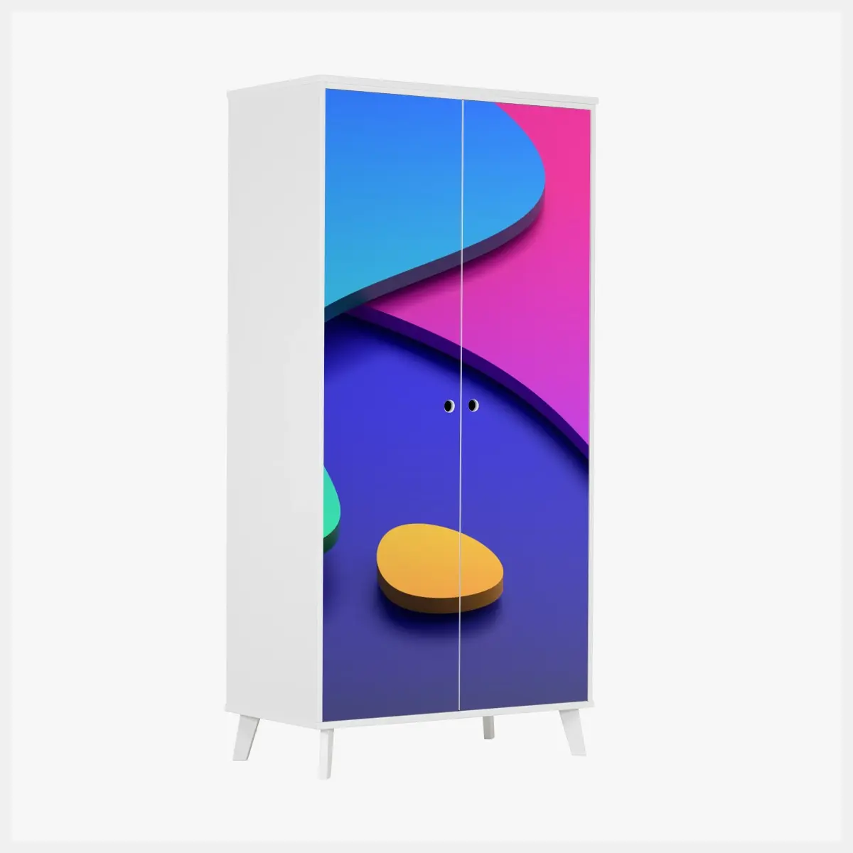 Wardrobe sticker vibrant abstract 3d curves • Wallissimo® Wardrobe sticker vibrant abstract 3d curves • Wallissimo®