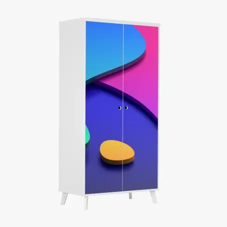Wardrobe sticker vibrant abstract 3d curves • Wallissimo®