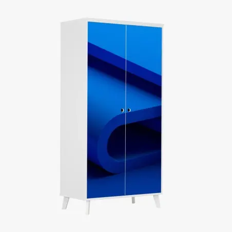 Wardrobe sticker minimal blue ribbon geometry • Wallissimo®