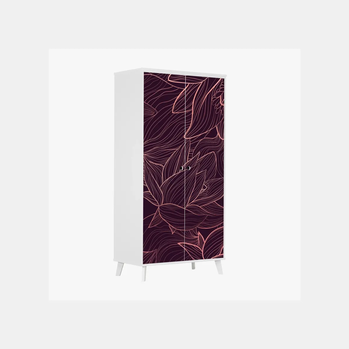 Wardrobe sticker elegant pink line floral pattern • Wallissimo® Wardrobe sticker elegant pink line floral pattern • Wallissimo®