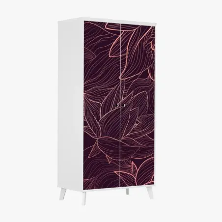 Wardrobe sticker elegant pink line floral pattern • Wallissimo®