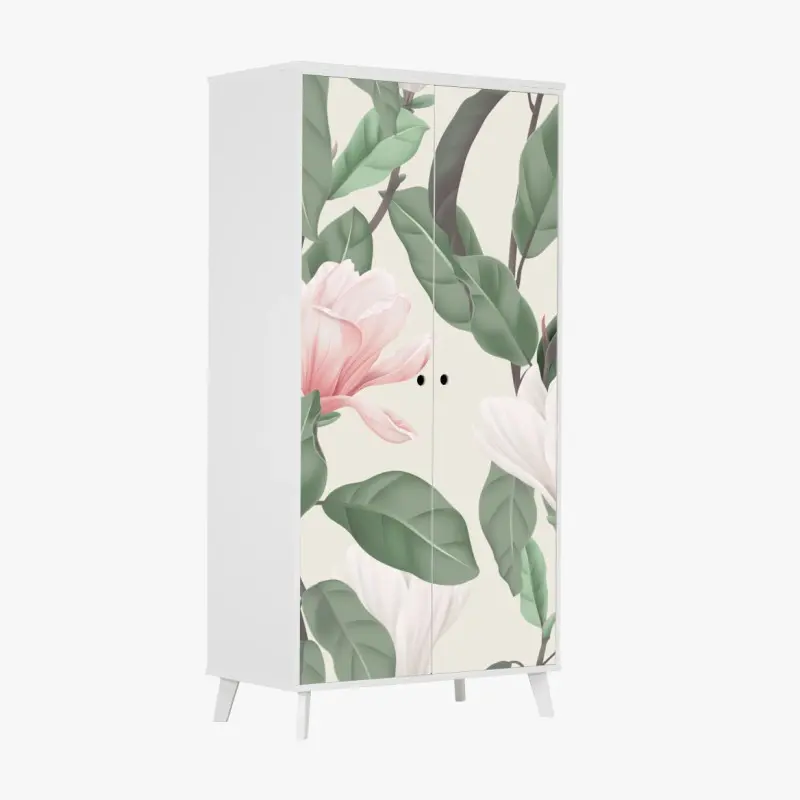 Wardrobe sticker vintage magnolia floral pattern
