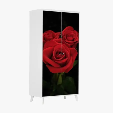 Wardrobe sticker red roses on black background • Wallissimo®