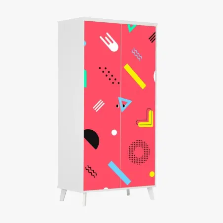 Wardrobe sticker vibrant memphis geometric pattern • Wallissimo®