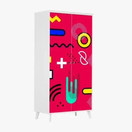 Wardrobe sticker vibrant geometric pop pattern • Wallissimo®