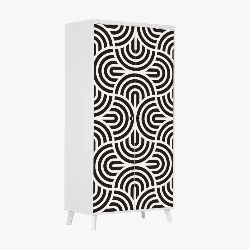 Wardrobe sticker black and white geometric pattern