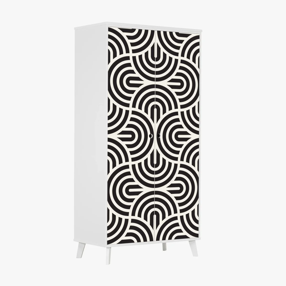 Wardrobe sticker black and white geometric pattern ⁕ Wallissimo® Wardrobe sticker black and white geometric pattern ⁕ Wallissimo®