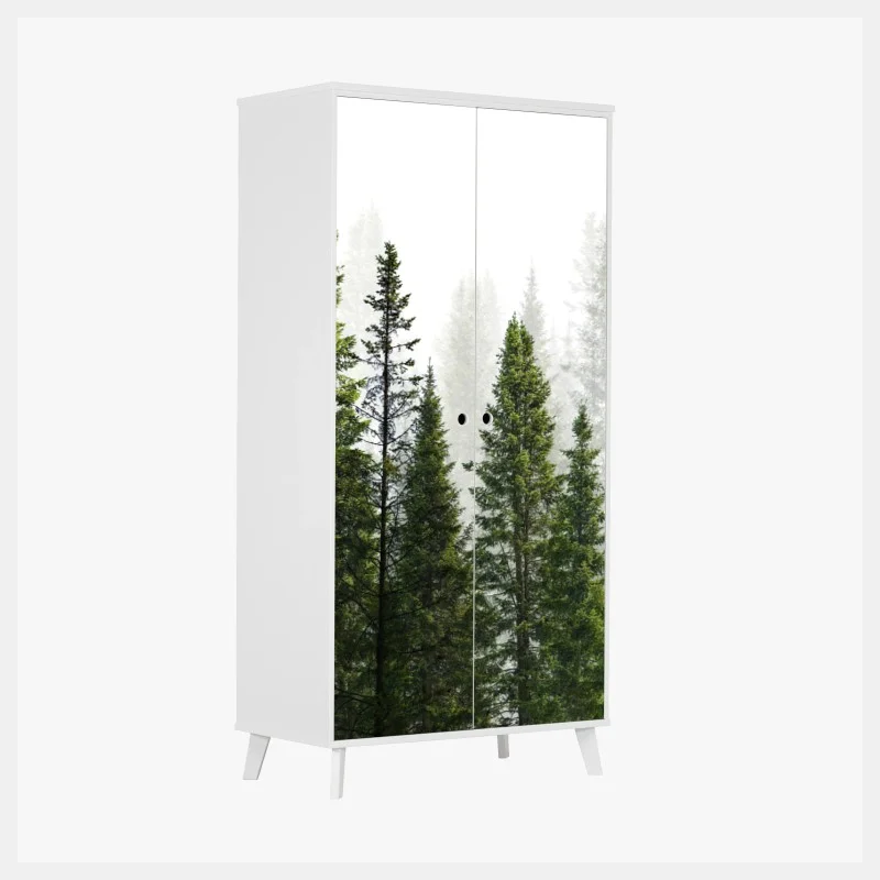 Wardrobe sticker misty fir forest panorama