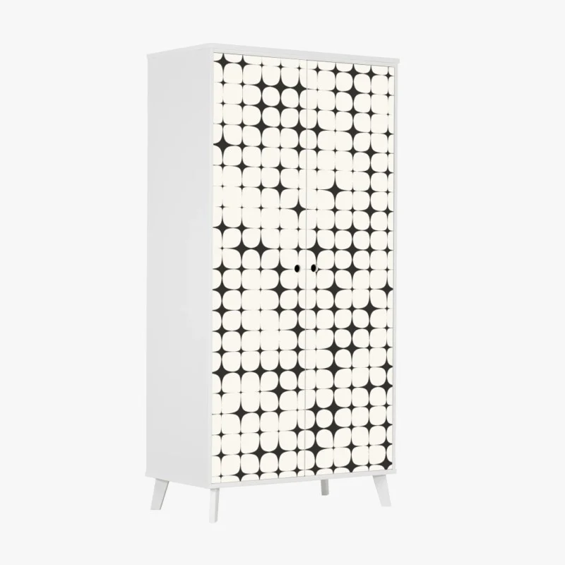 Wardrobe sticker monochrome geometric dot pattern