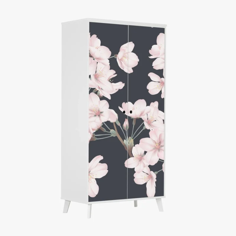 Wardrobe sticker delicate cherry blossom floral print