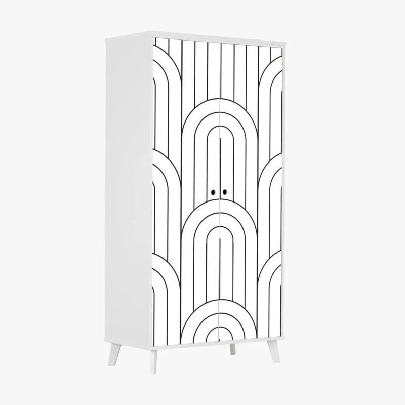 Wardrobe sticker monochrome retro arch pattern