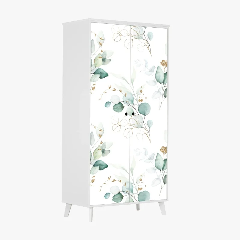 Wardrobe sticker green eucalyptus watercolor botanical pattern