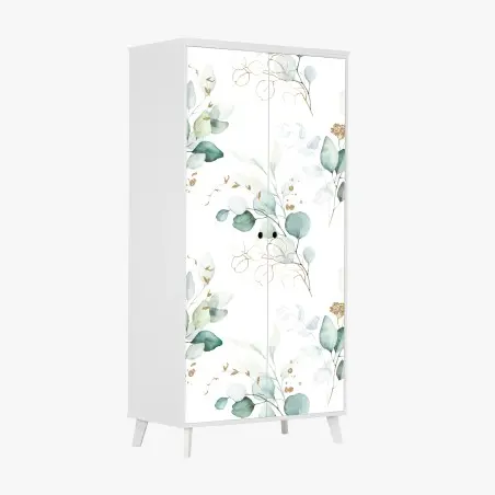 Wardrobe sticker green eucalyptus watercolor botanical pattern • Wallissimo®