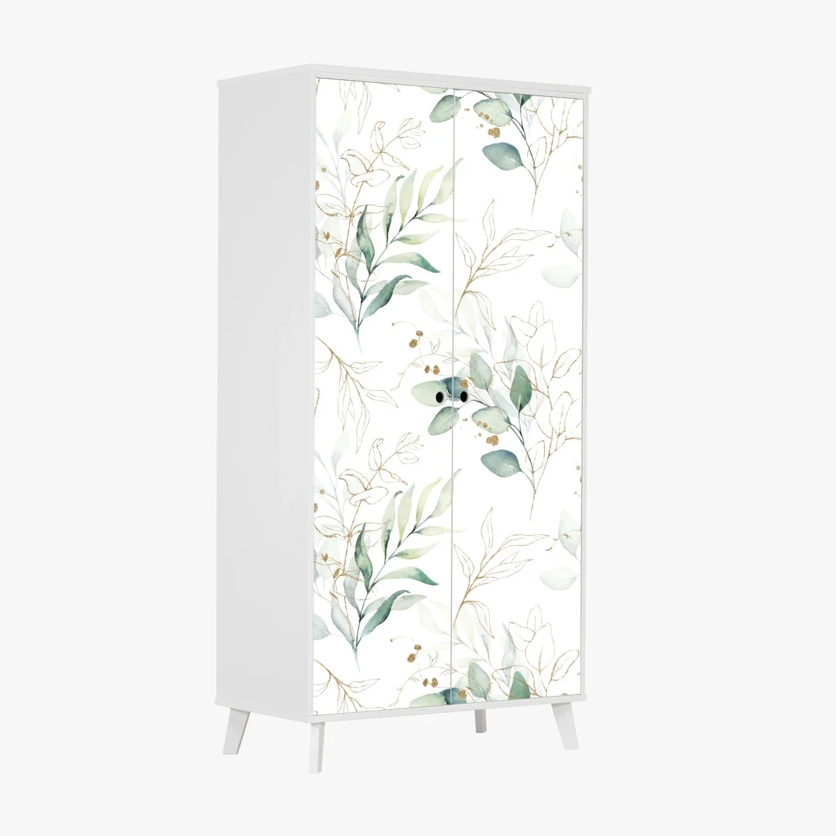 Wardrobe sticker soft eucalyptus watercolor leaves pattern ⁕ Wallissimo® Wardrobe sticker soft eucalyptus watercolor leaves pattern ⁕ Wallissimo®