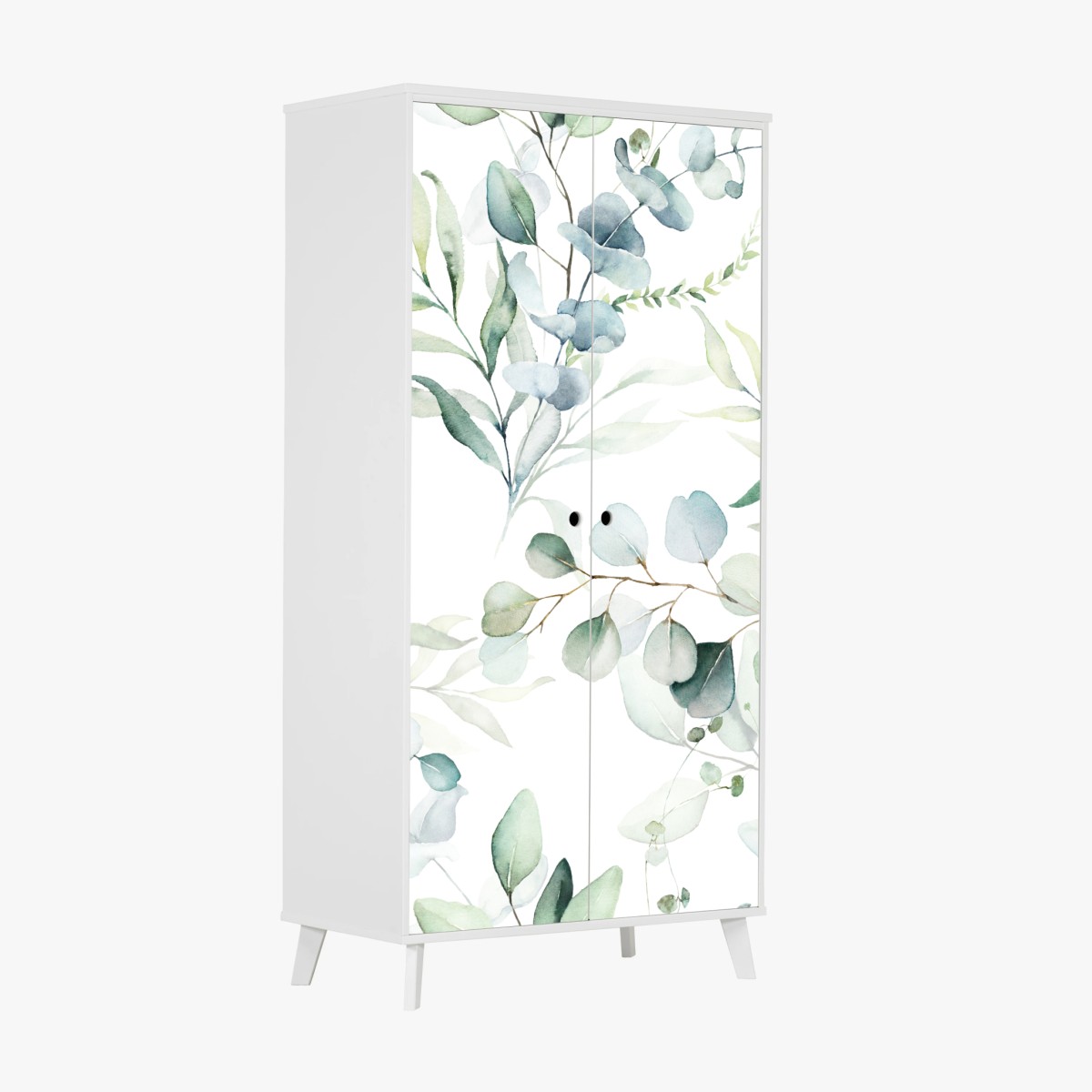 Wardrobe sticker watercolor eucalyptus leaves pattern • Wallissimo® Wardrobe sticker watercolor eucalyptus leaves pattern • Wallissimo®
